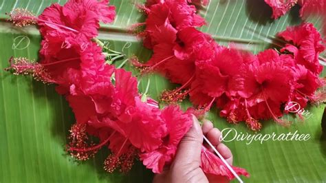 Quick And Easy Hibiscus Flower Garland At Home DIY Veni Pooja Decor