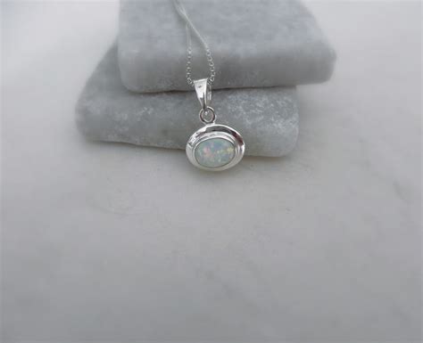 Opal Necklace White Opal Pendant White Opal Sterling - Etsy