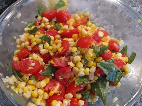 Grilled Corn Basil And Tomato Salad Jamie Geller