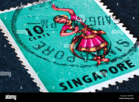 Singapore Postage Stamp In Studio Setting Stock Photo Alamy