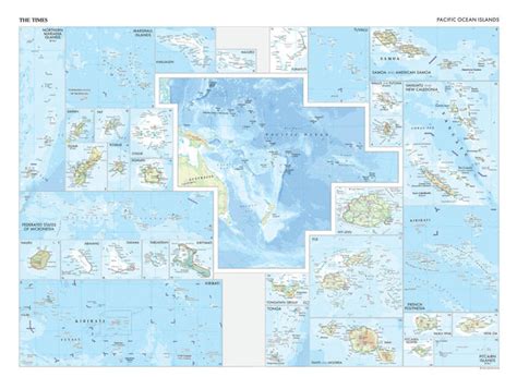 Pacific Ocean Islands Wall Map from The Times