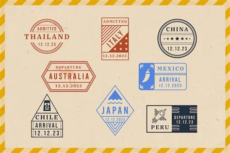 Conjunto De Sellos De Pasaporte De Dise O Plano Vector Gratis