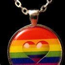 Distressed Rainbow Pride Pendant Necklace