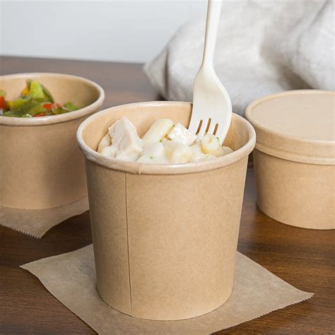 Ecochoice Oz Kraft Paper Soup Hot Food Cup With Vented Lid Pack