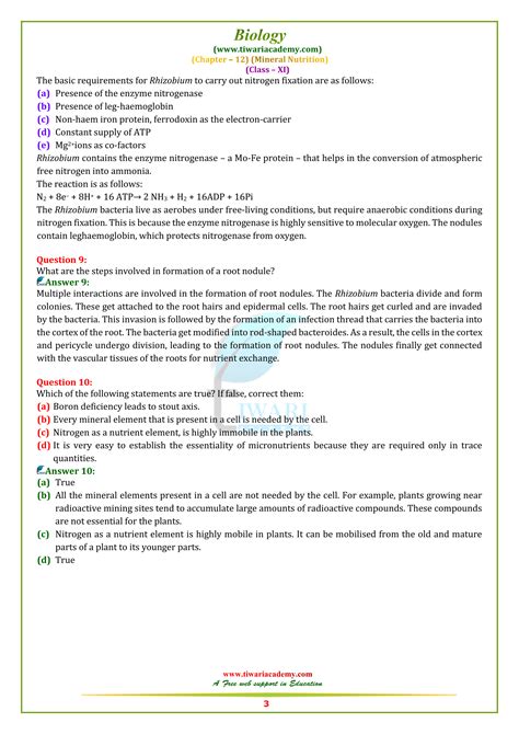 Ncert Solutions For Class 11 Biology Chapter 12 Mineral Nutrition