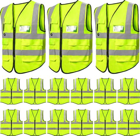 gemlord  pack reflective safety vests  pockets  zipper high