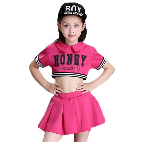 Children Competition Cheerleaders Girl School Cheer Team Uniforms Kids Performance Costume Sets ...