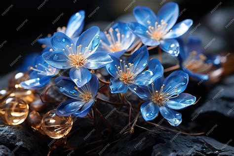 premium vector small wild blue flowers  blurred nature background