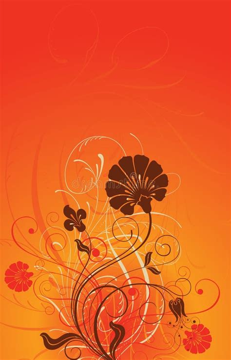 Orange floral background stock illustration. Illustration of scroll ...