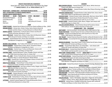 New York Deli Ii Menu In Pinehurst North Carolina Usa