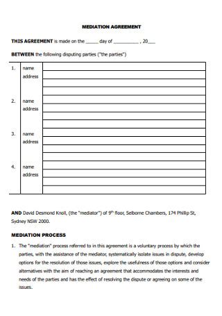 Mediation Agreement Form Template With Sample Images