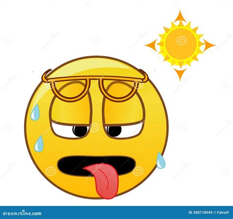 Hot And Sweaty Emoticon Stock Illustration Illustration Of Vector