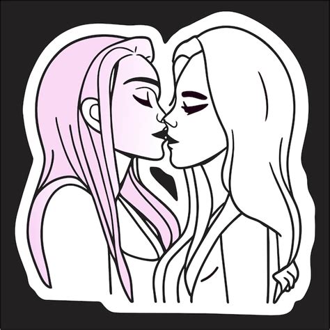 Premium Vector Lesbian Couple In Love Hand Drawn Flat Stylish Cartoon Sticker Icon Concept