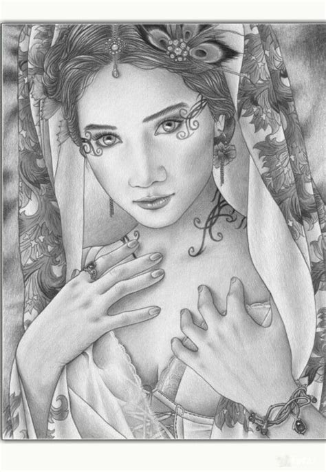 Beautiful Woman Adult Coloring Greyscale Coloring Books Coloring