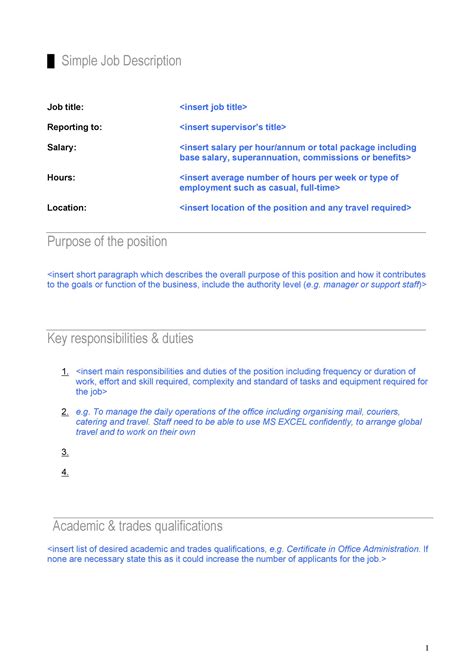 47 Job Description Templates And Examples Templatelab