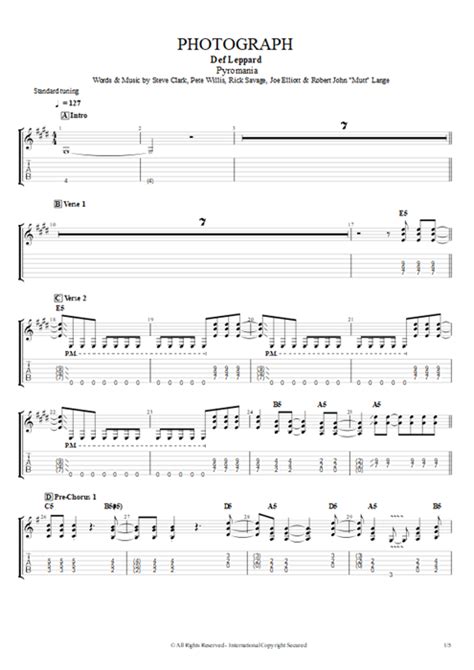 Tablature Photograph De Def Leppard Guitar Pro Guitares Et Piste D