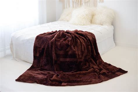 Luxurious Patchwork Toscana Sheepskin Real Fur Throw Real Fur Blanket