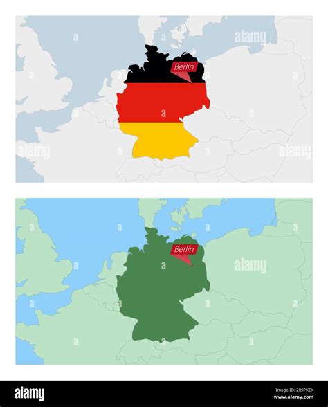 Germany Map With Pin Of Country Capital Two Types Of Germany Map With