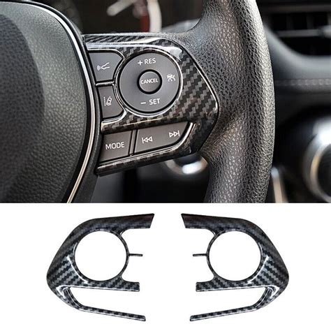 Carbon Fiber Look Steering Wheel Button Frame Trim For Toyota Rav Xa