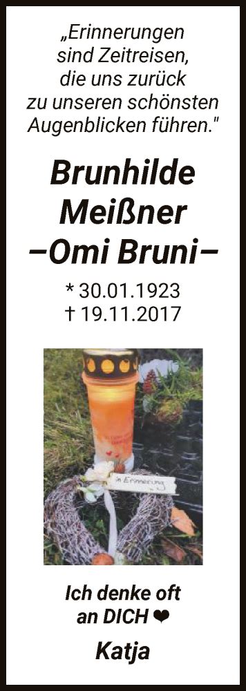 Traueranzeigen von Brunhilde Meißner Trauer HNA de