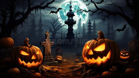 Skeleton Zombie Hand Rising Out of a Graveyard Halloween Stock Illustration - Illustration of ...