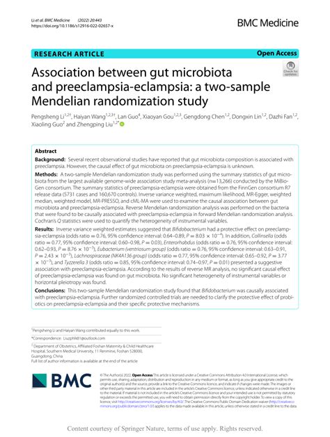 Pdf Association Between Gut Microbiota And Preeclampsia Eclampsia A