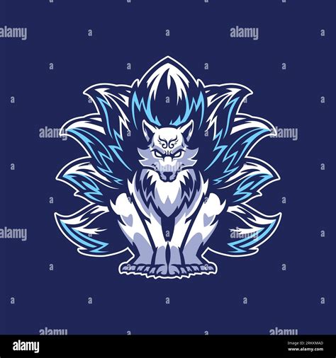 Nine Tailed Fox Logo For Gamer Team Mascot Blue Nine Tails Esport Logo