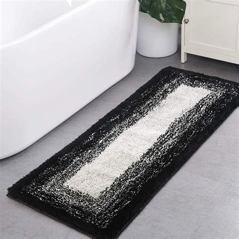 Bath Rug Runner Haocoo Banded Ombre Black Bath Mat Non