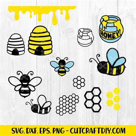 Bee Svg Bundle Honey Svg Honeycomb Svg Honeypot Svg Honey Bee Svg