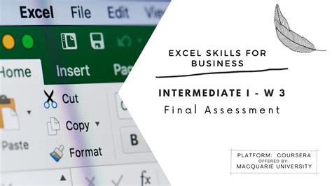 Excel Skills For Business Intermediate I W Final Assessment