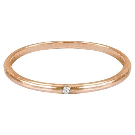 Customizable 14k Gold Ring Thin Gold One Diamond Ring Band Stackable