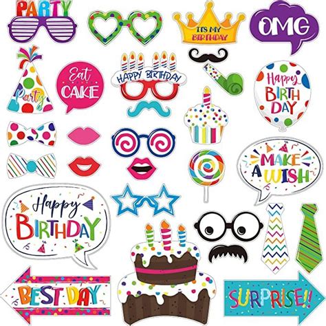 Colorful Birthday Photo Booth Props Kit