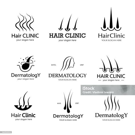 Ilustración De Conjunto De Logotipos Vectoriales De Clínica Capilar