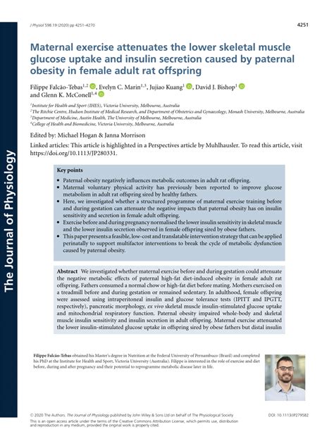 PDF Maternal Exercise Attenuates The Lower Skeletal Muscle Glucose