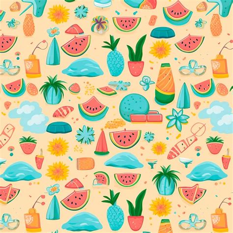 Premium AI Image Seamless Summer Pattern With Watermelon Pineapple