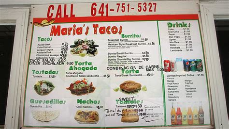 Menu Marias Tacos In Marshalltown Iowa Menu Marias Tacos I Flickr