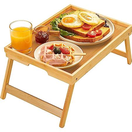 Pipishell Mesa de bambú con patas plegables bandeja de desayuno para