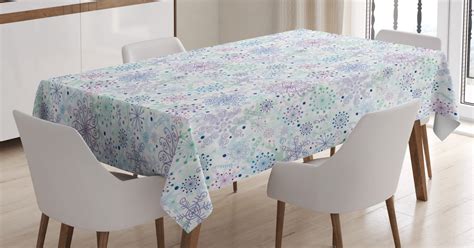 Ambesonne Winter Tablecloth Rectangular Table Cover Pastel Snowflakes