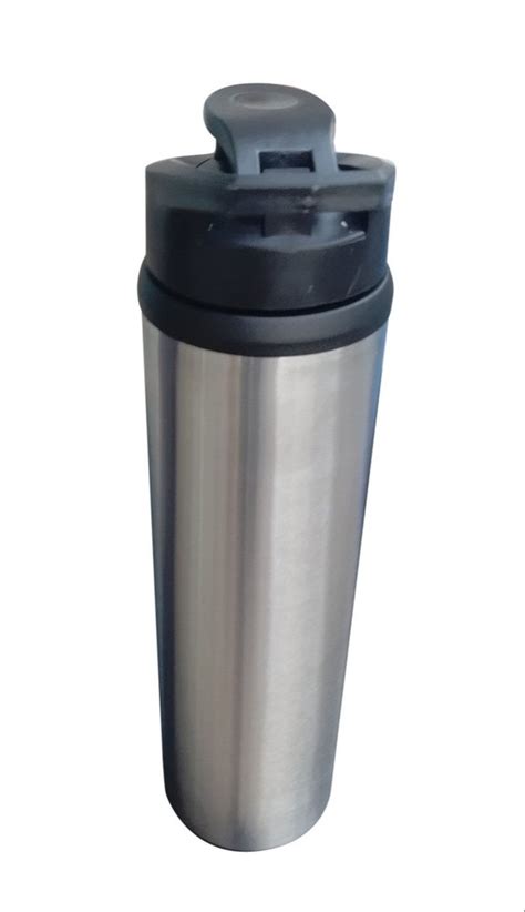 Silver Base Stainless Steel Sipper Water Bottle Round Capacity