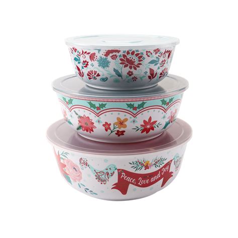 The Pioneer Woman Mazie Print 6 Piece Melamine Holiday Bowl Set