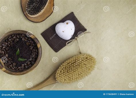 Bath Accessories As Coffee Scrub Brush Soaps Stock Image Image Of