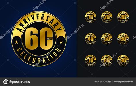 Set Anniversary Logotype Golden Anniversary Celebration Emblem Design Booklet Leaflet Stock