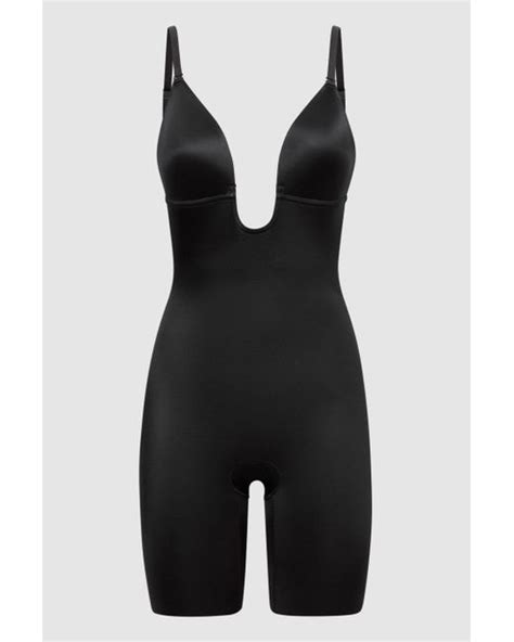 Spanx Shapewear Plunge Low Back Mid Thigh Bodysuit Black Lyst