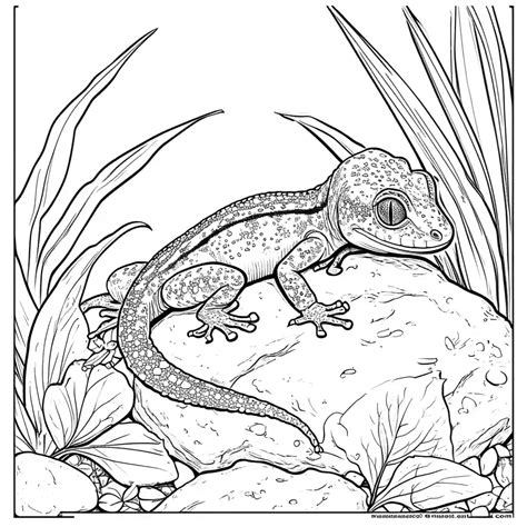 Gecko In Natural Habitat Coloring Page Lulu Pages