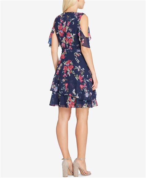 Tahari Asl Floral Print Ruffled Fit And Flare Dress Macys