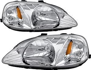 JSBOYAT Headlight Assembly Pair For 1999 2000 Honda Civic Halogen Type