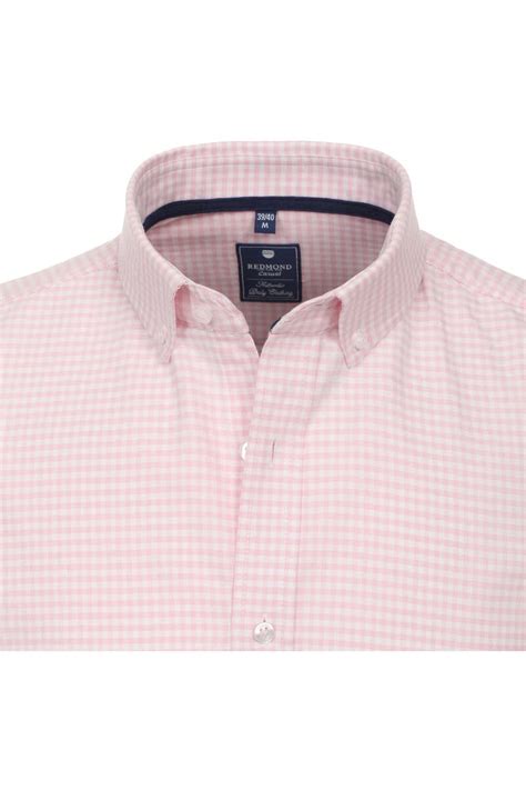 Hochwertiges Redmond Casual Regular Fit Hemd In Der Farbe Pink Weiss