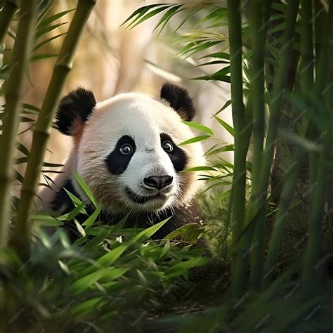 Premium Photo | Giant panda in bamboo forest