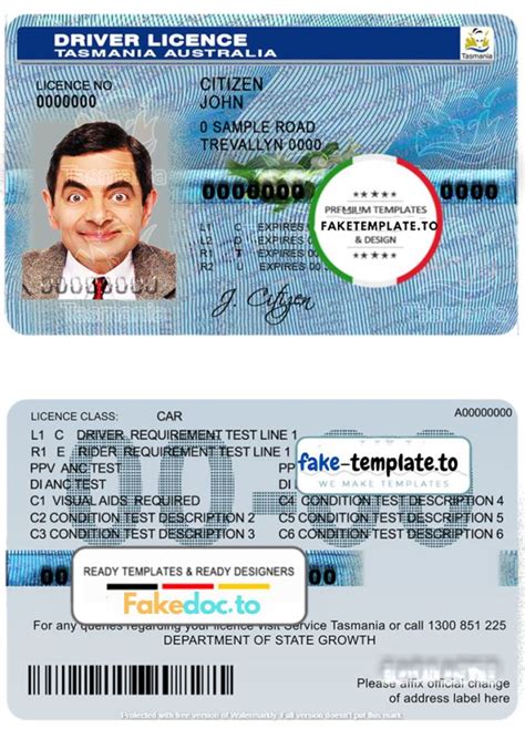 Australia Tasmania Driver License Template In Psd Format Fully