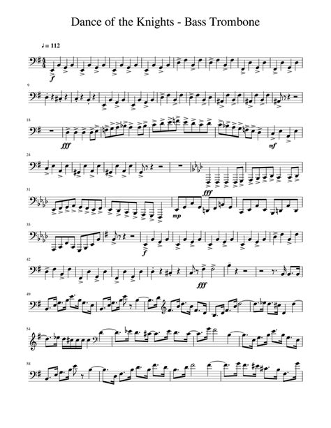 Dance Of The Knights Bass Trombone Sheet Music For Piano Solo Easy